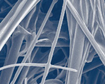 Magnified image of Dryflo filter media fibers.