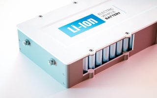 EV (electric vehicle) Li-Ion battery concept. Close up view. 3d rendering.