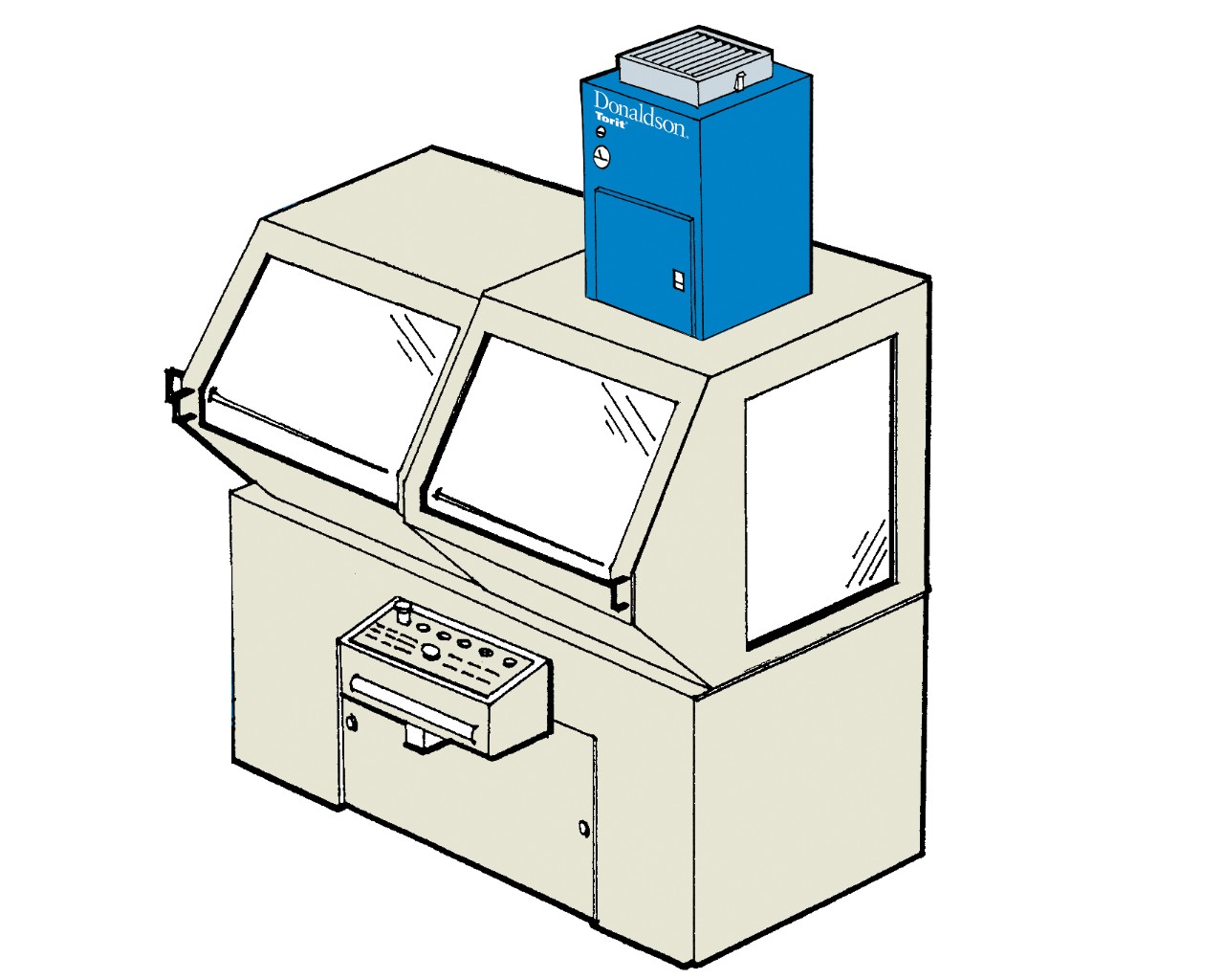 BSM 10. Machine montée avec un post-filtre sur une commande numérique par ordinateur.