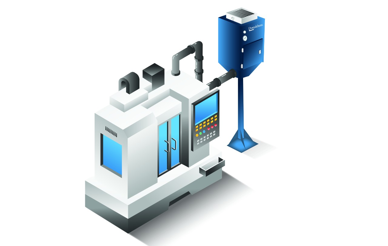 머시닝 센터에 애프터 필터가 덕트로 연결된 WSO 20 