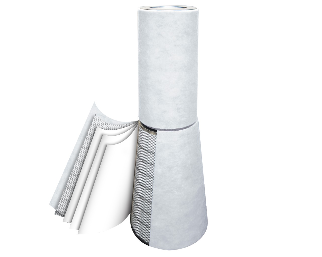 Warstwy materiałów filtra wstępnego Turbo-Tek H2O+